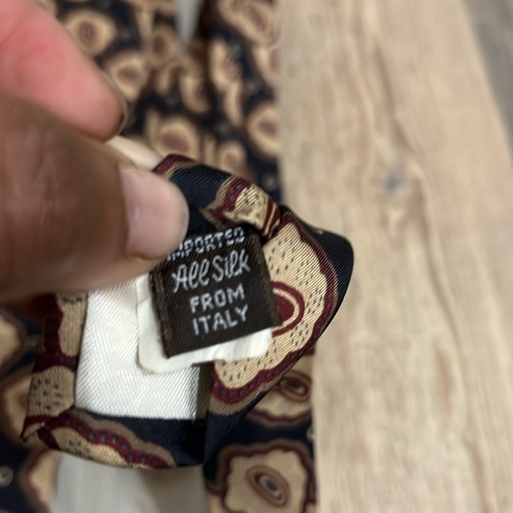 GIVENCHY Monsieur Vintage Men’s Neck Tie 100% Silk GRAPHIC Black Tan  Tie - Picture 6 of 8